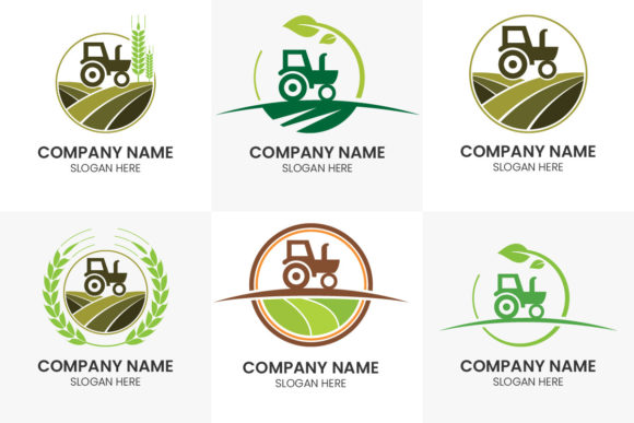 6 Vector Set of Tractor Logo, Farm Logo: Your Branding Toolkit