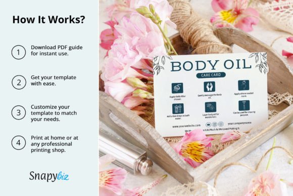 Elevate Your Brand with Editable Body Oil Care Card Canva