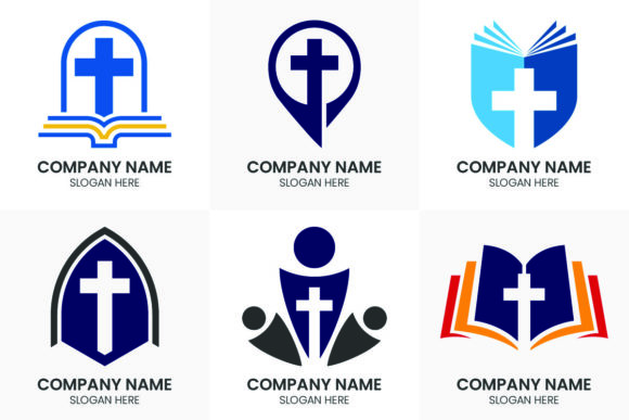Modern Church Branding with Christian Sign Symbols Set
